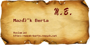 Mazák Berta névjegykártya